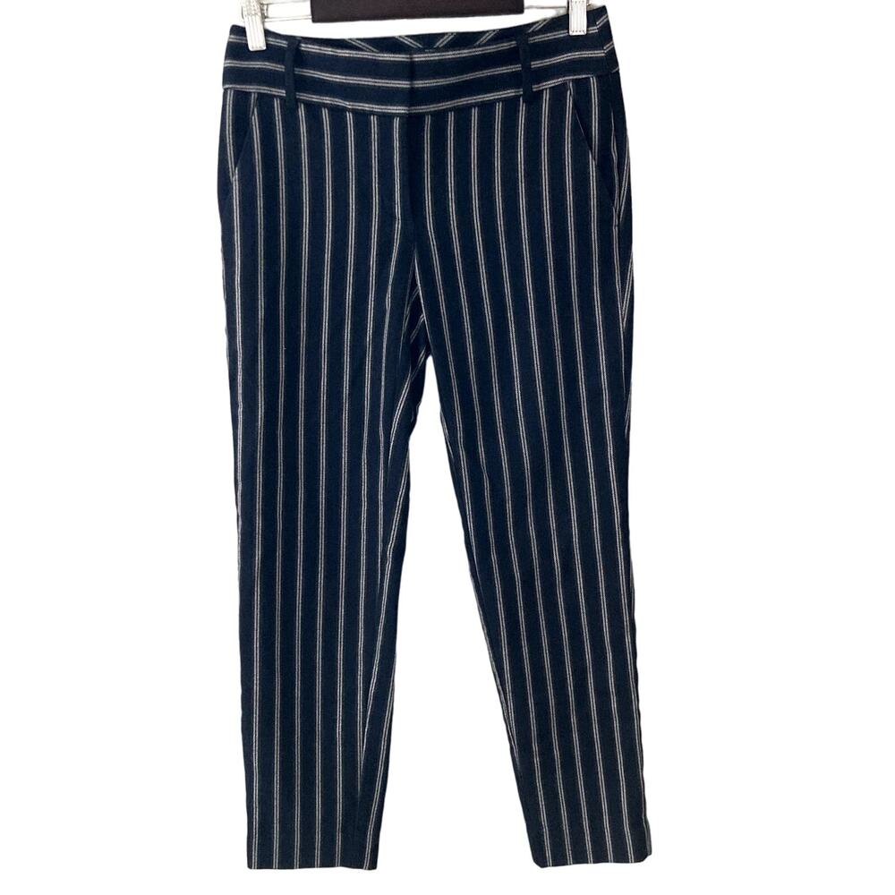 Ann Taylor LOFT Vertical Striped Trousers - Navy Blue White - 0